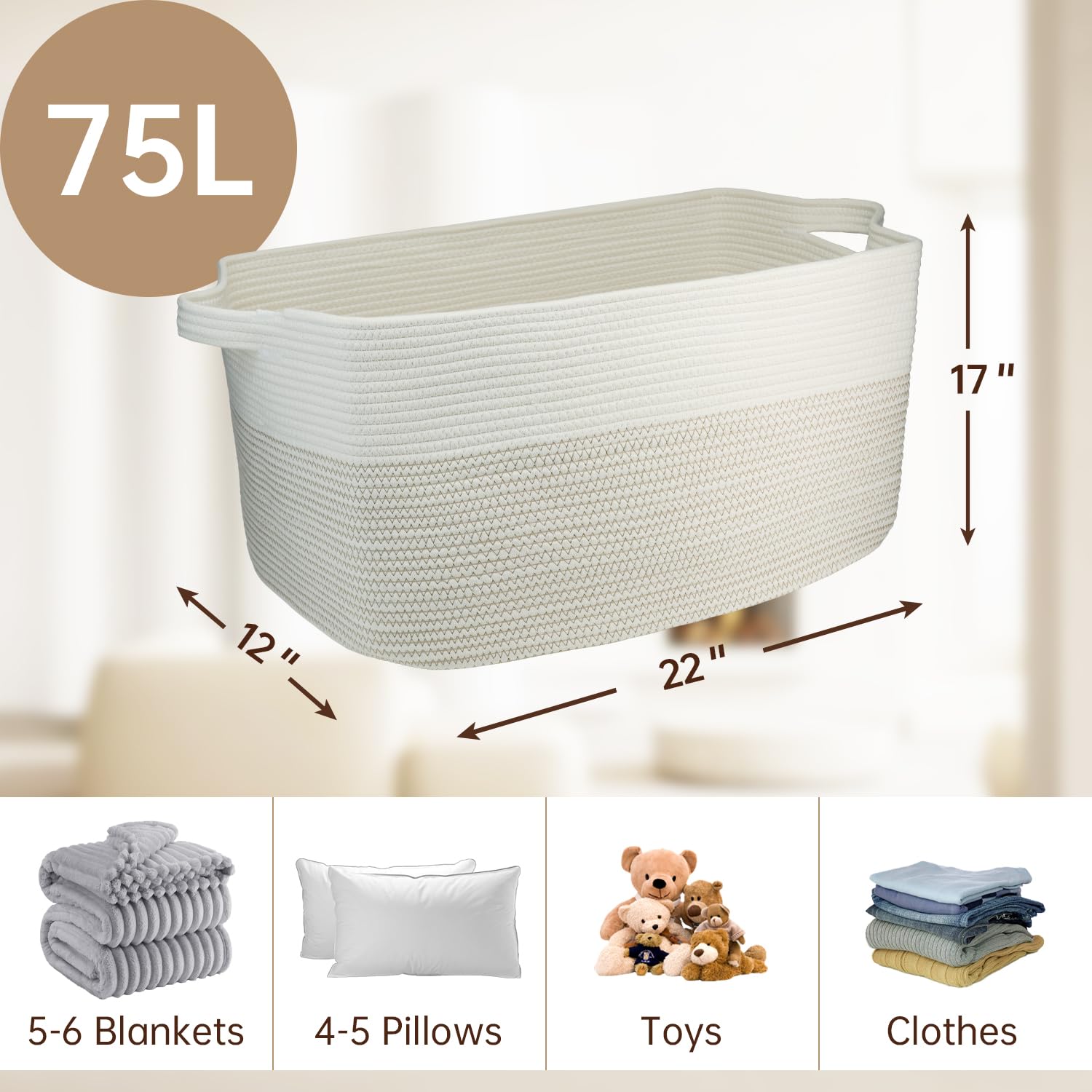 Garlephant basket with reinforced handles for easy transport.