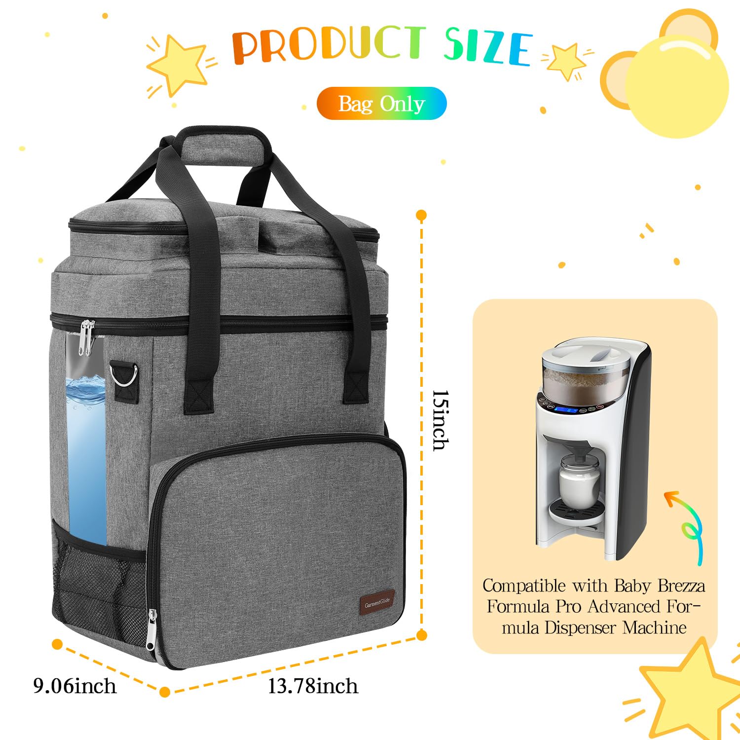GarmentGlide top-pocket design keeps tissues and wipes within easy reach.