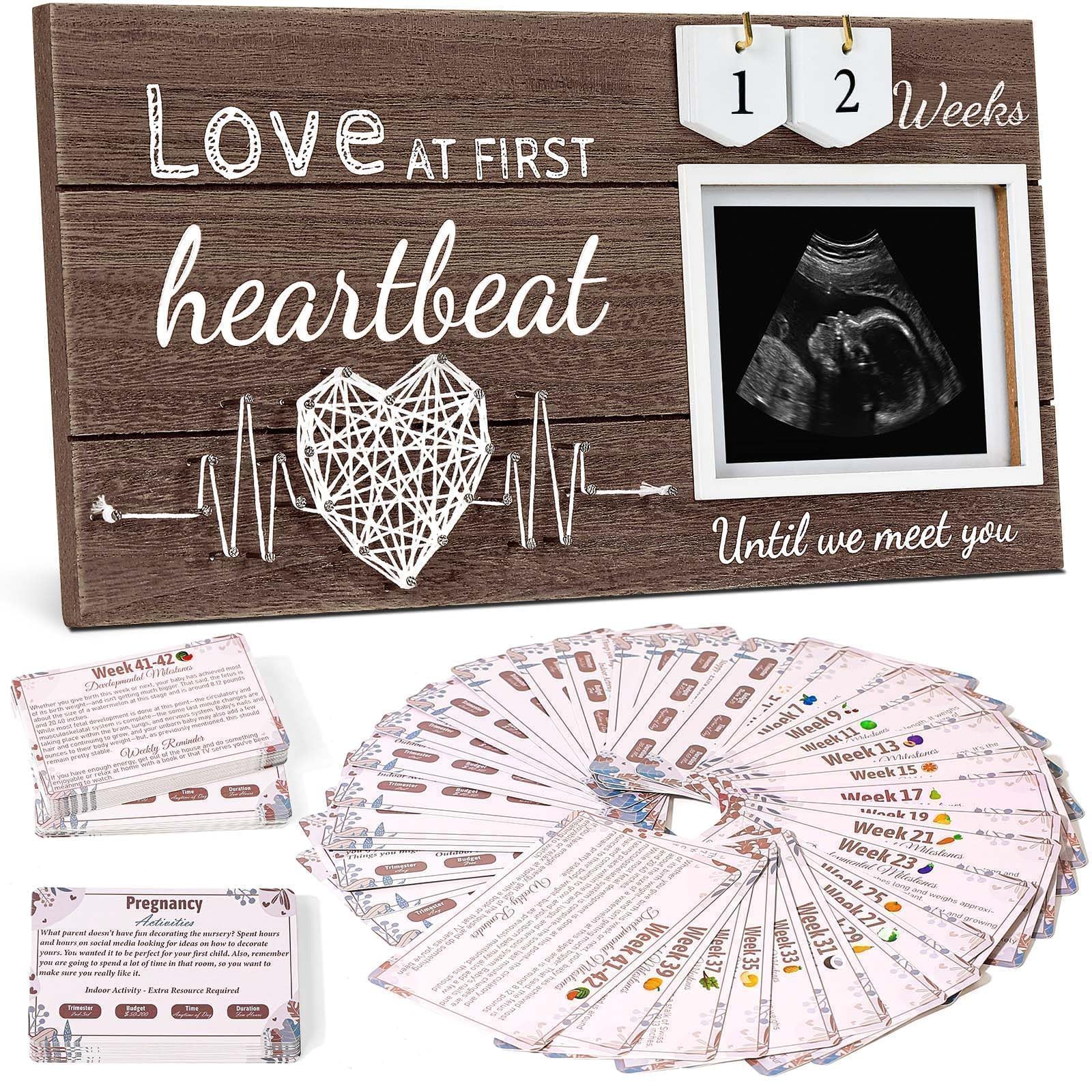 Garybank Love at First Heartbeat frame with heartbeat motif for lasting ultrasound keepsakes