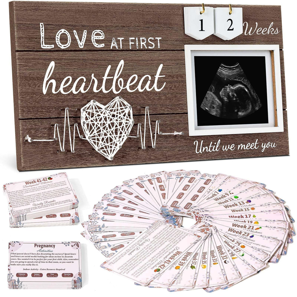Garybank Love at First Heartbeat frame with heartbeat motif for lasting ultrasound keepsakes