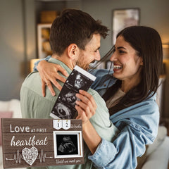 Garybank ultrasound lines connect to a heart design, capturing a memorable pregnancy moment.
