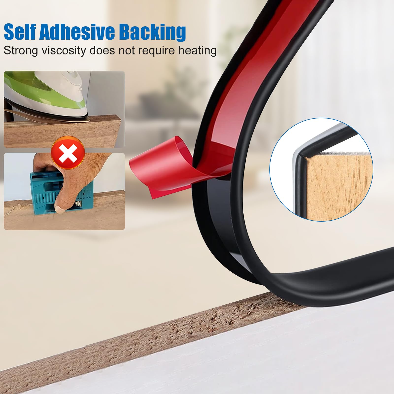 Gatyagff edge banding adapts to tables, shelves, and chairs with 20mm width.