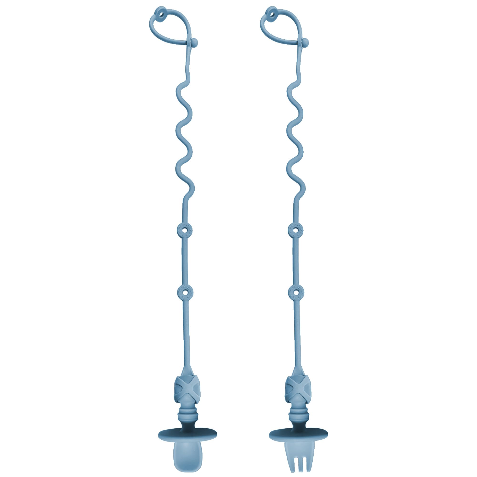 GAWAVAWA 4PK baby spoon and fork with holder straps for mess-free feeding.