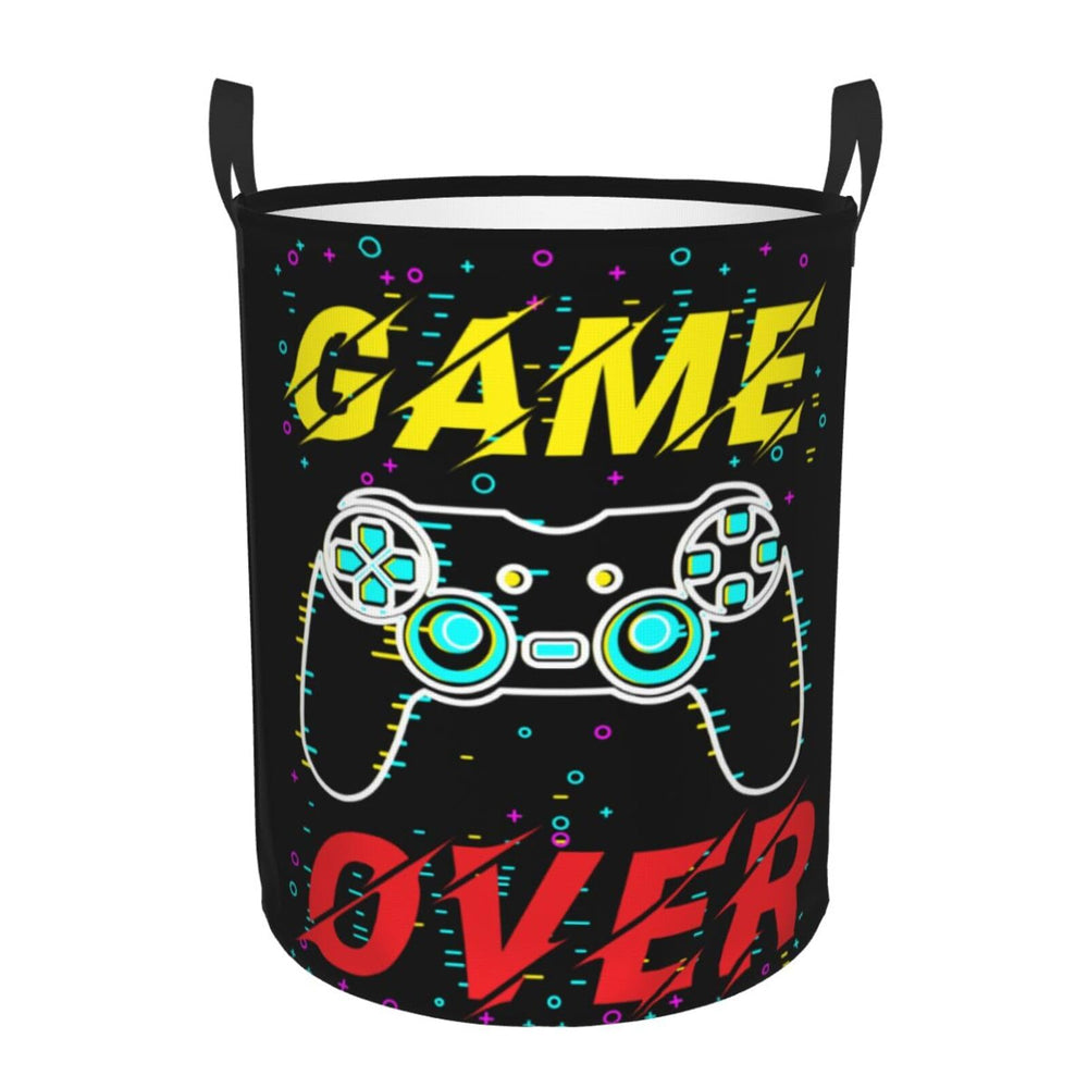 Gbuzozie gamer round laundry hamper front view with spacious capacity for dorm rooms.