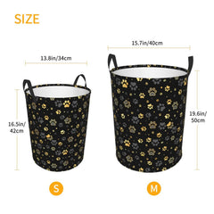 Gbuzozie Golden Dogs round laundry hamper in dorm setting with space-saving design.
