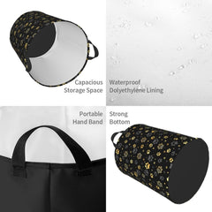 Gbuzozie Golden Dogs round laundry hamper folded compact for dorm storage.