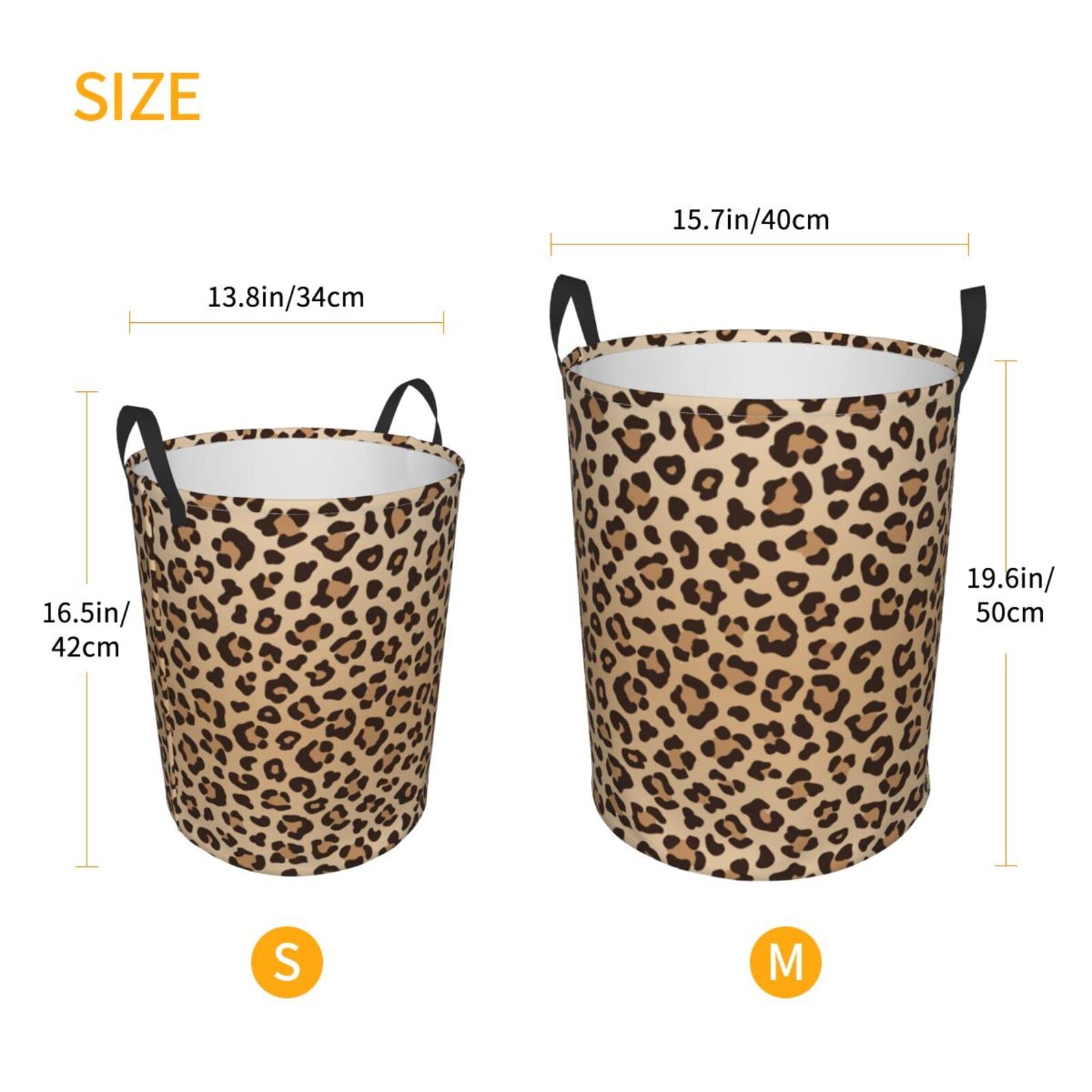 Gbuzozie leopard-print round hamper in dorm room stores towels and clothes