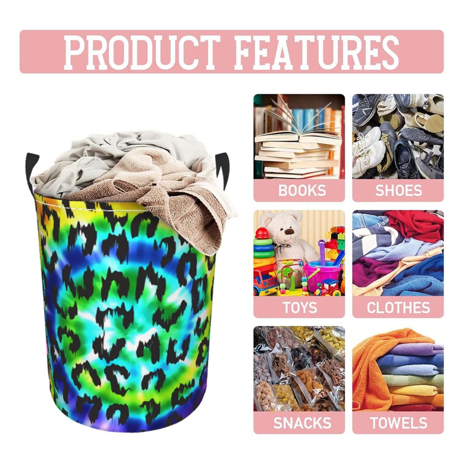Gbuzozie leopard round laundry hamper free-standing design enables quick setup.