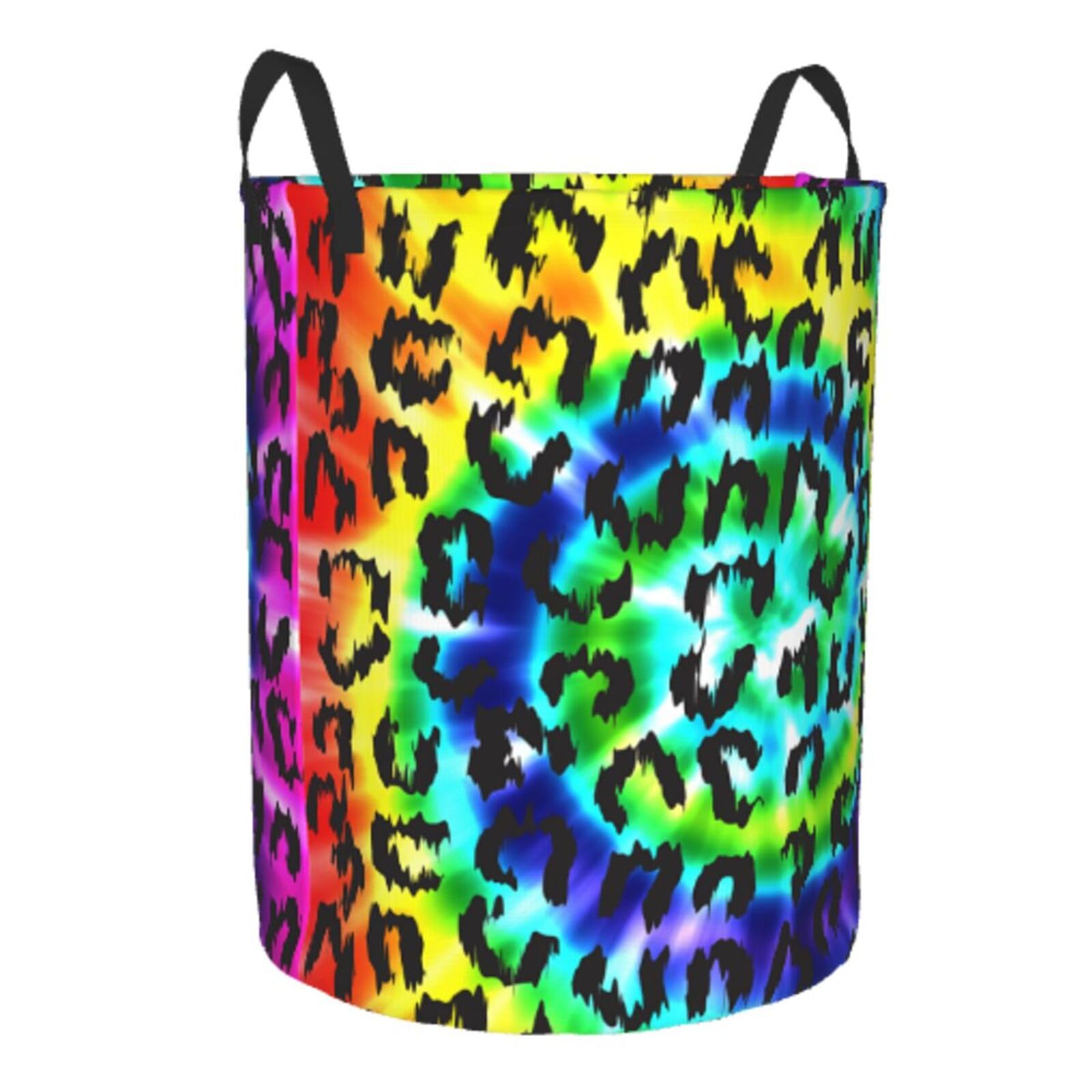Gbuzozie leopard round laundry hamper versatile for toys or nursery organization.
