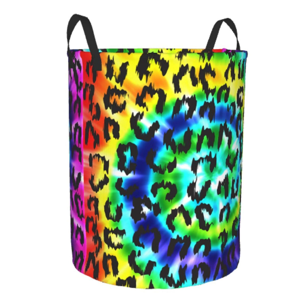 Gbuzozie leopard round laundry hamper versatile for toys or nursery organization.