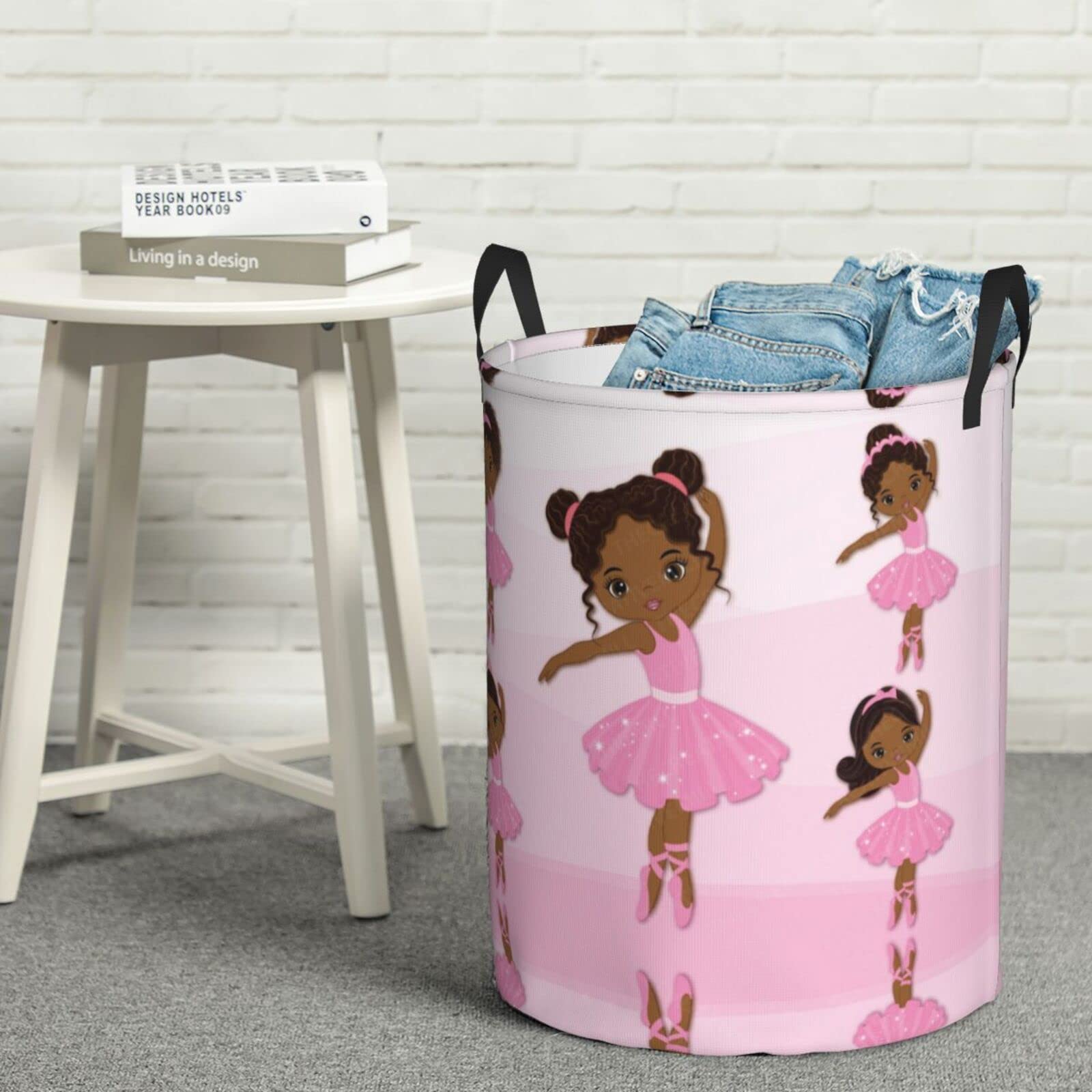 Gbuzozie round basket fits nurseries, bedrooms, and bathrooms.