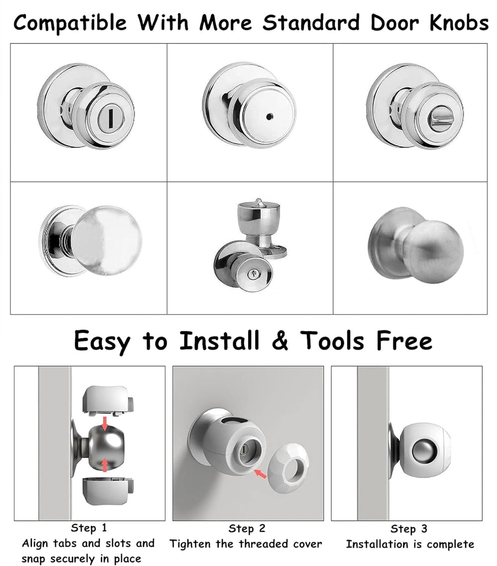 GCRQ Baby Safety Door Knob Covers in use keep curious toddlers away from restricted areas.