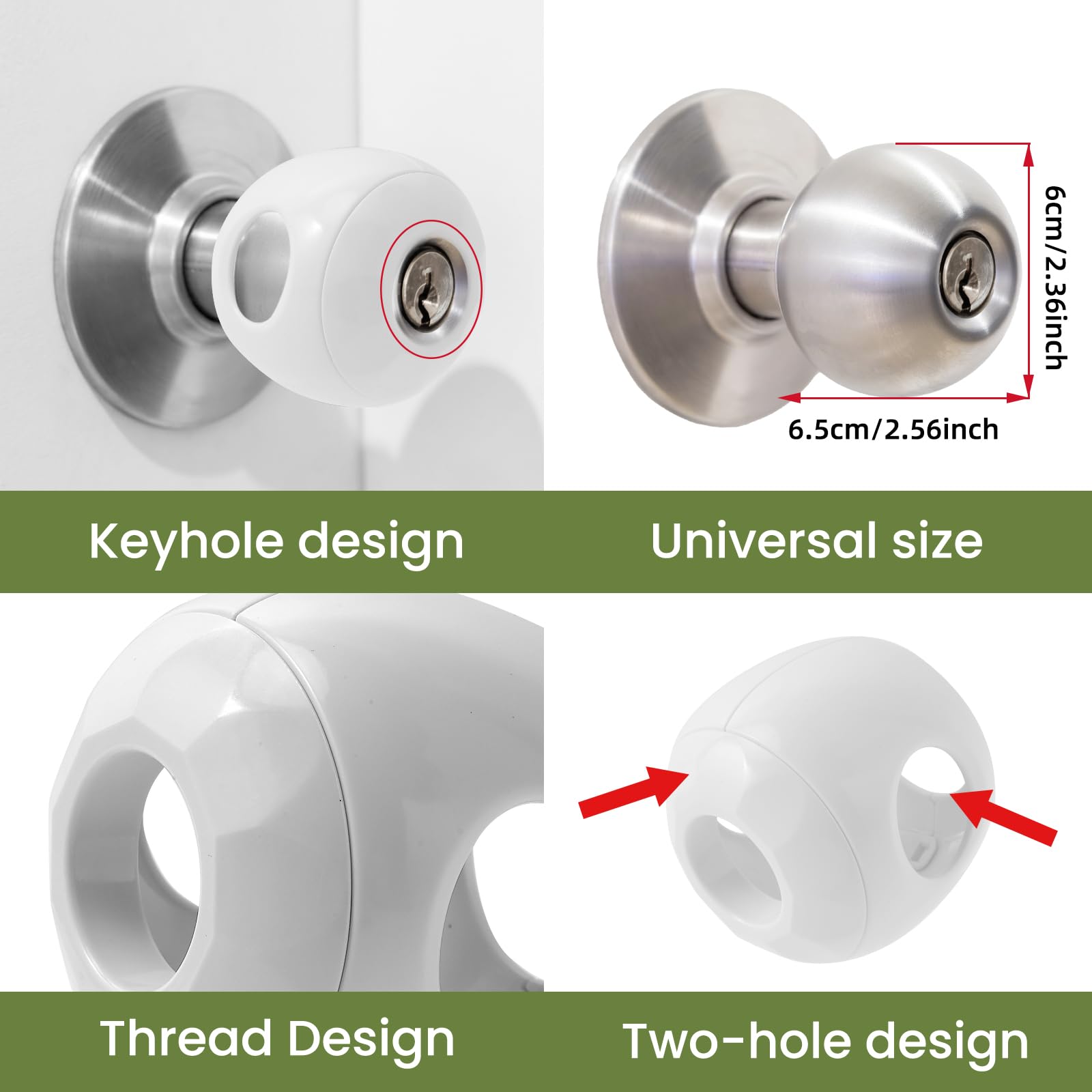 GCRQ door knob covers on a door knob showing easy, tool-free mounting.