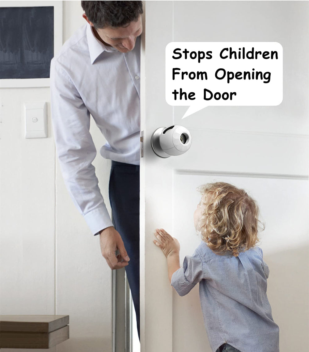 GCRQ door knob covers one-hand operation illustration.