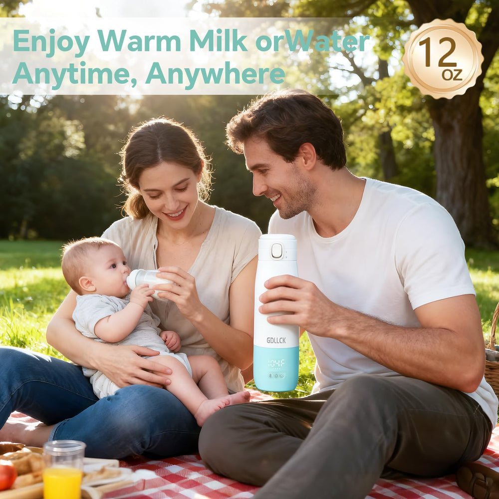 GDLLCK 12oz capacity warmer ready for breastmilk or formula during outings.