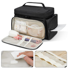 GDNasist bag front pocket with mesh for brushes and tubes.