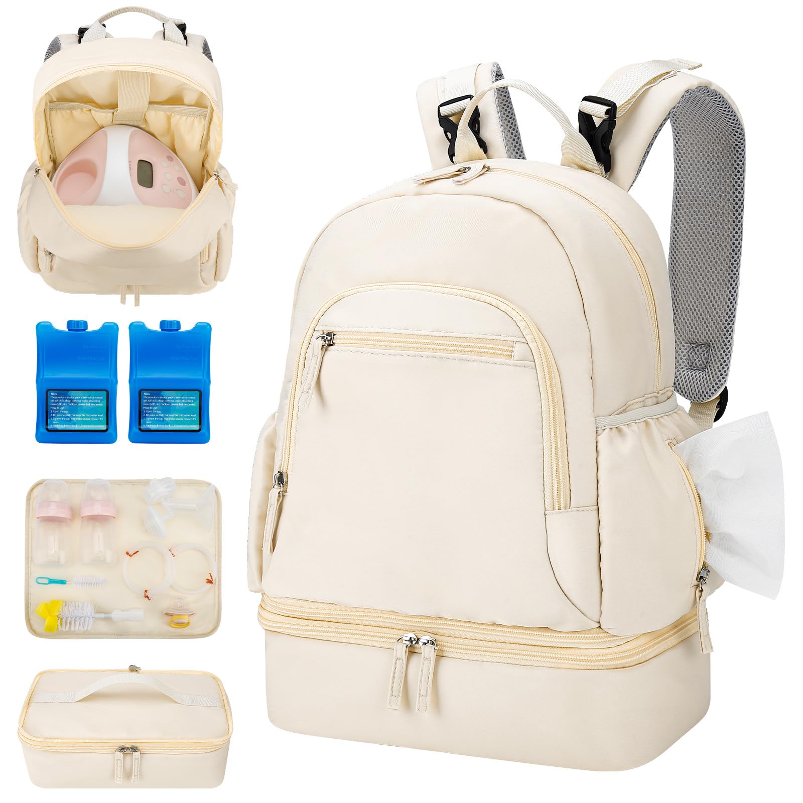 GDNasist breast pump backpack front view showcases a sleek, travel-ready design for busy parents on the go.