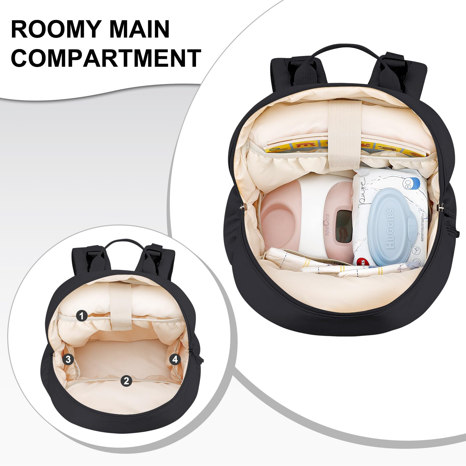 GDNasist backpack interior shows removable cooler for cold bottle storage on the go.