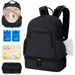 GDNasist breast pump backpack front view for easy commuting and organized storage.