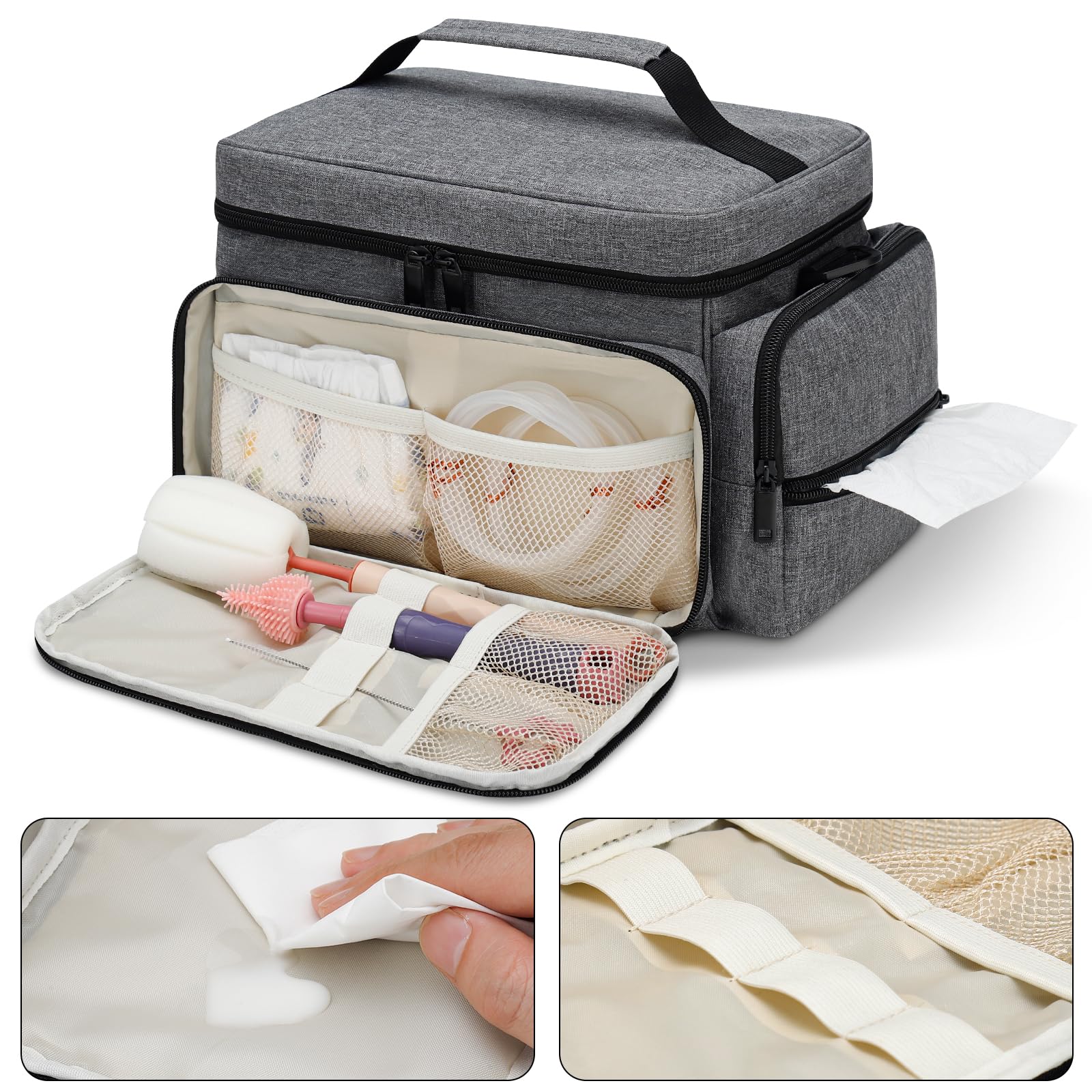 GDNasist front pocket holds brushes and adapters for quick access