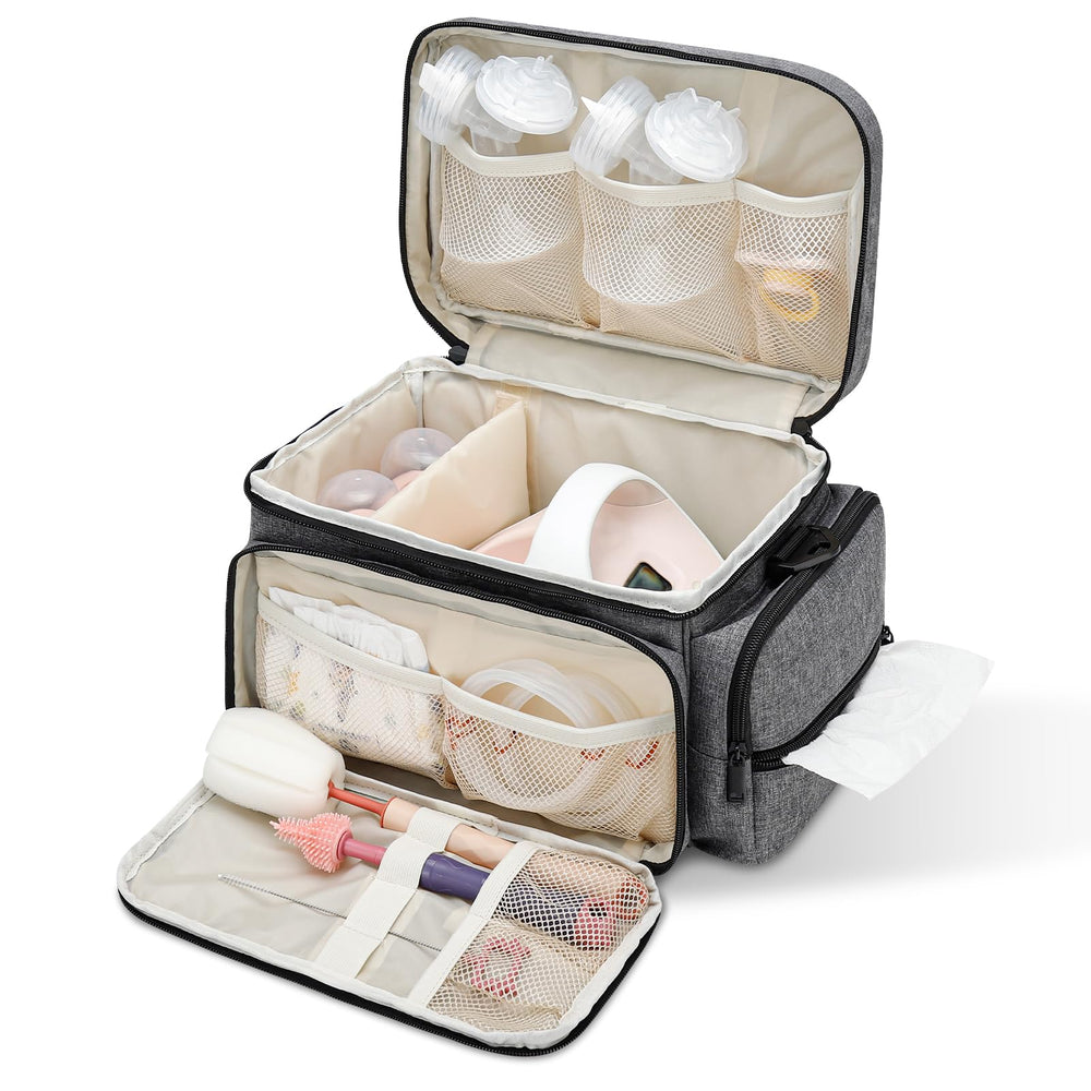 GDNasist bag removable divider adapts space for pump and bottles during travel
