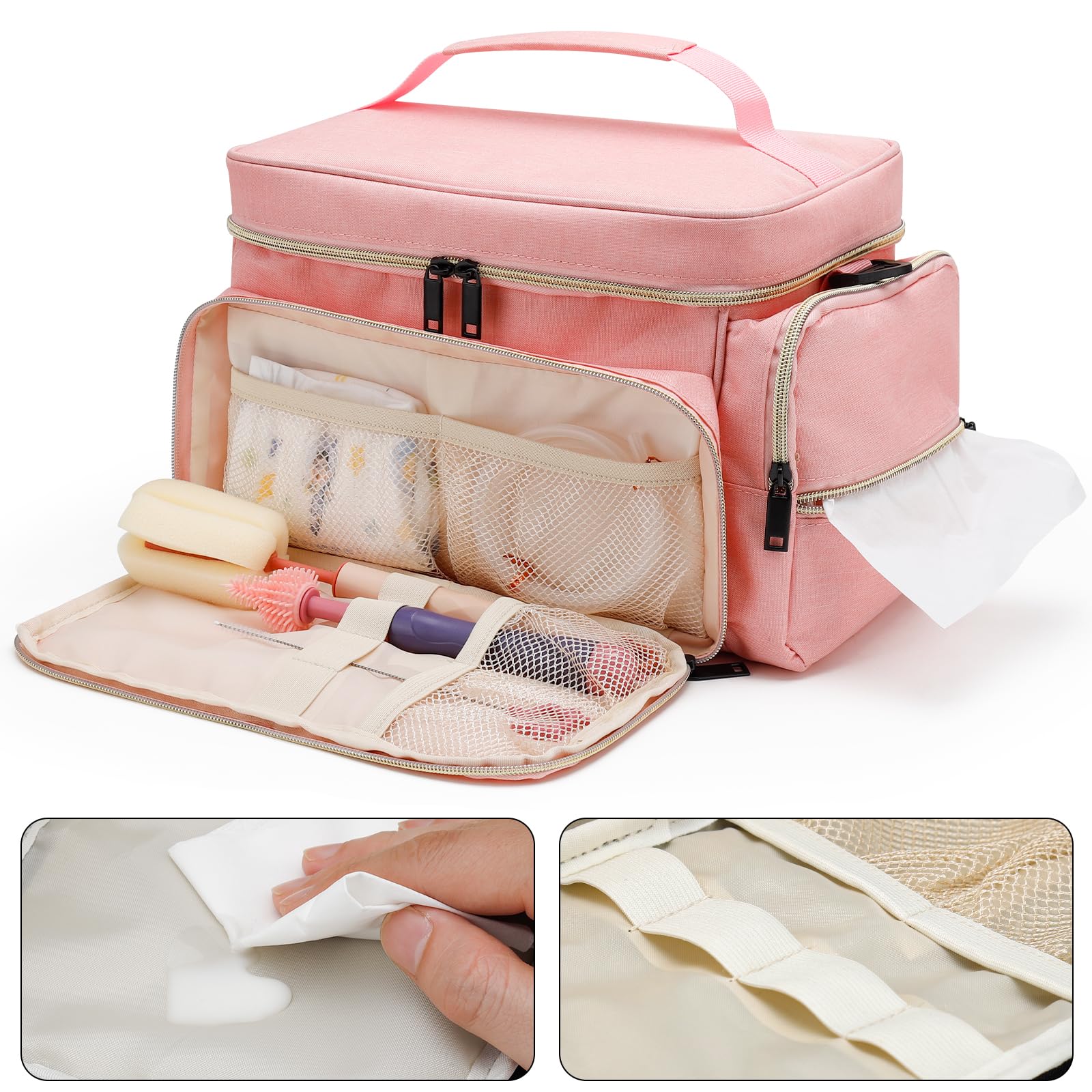 GDNasist breast pump bag side pockets keep tissues and chargers handy