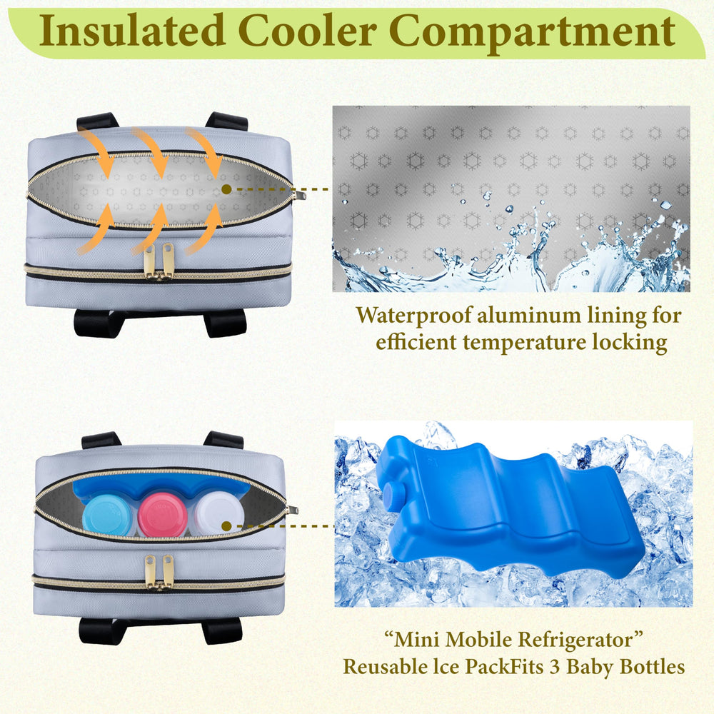 GDNasist breastmilk cooler bag with open compartment showing bottle compatibility and organization.