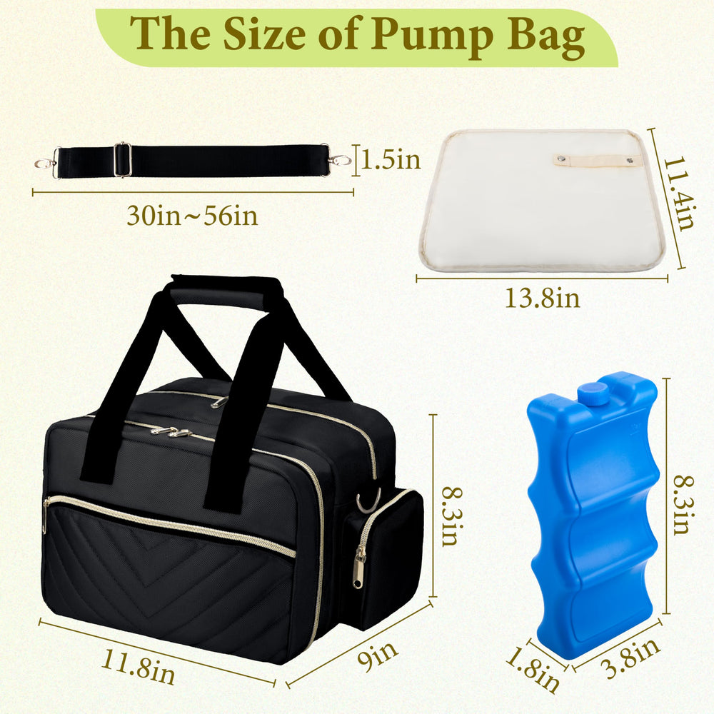GDNasist breastmilk cooler bag dimension-info image confirms roomy size for six bottles.
