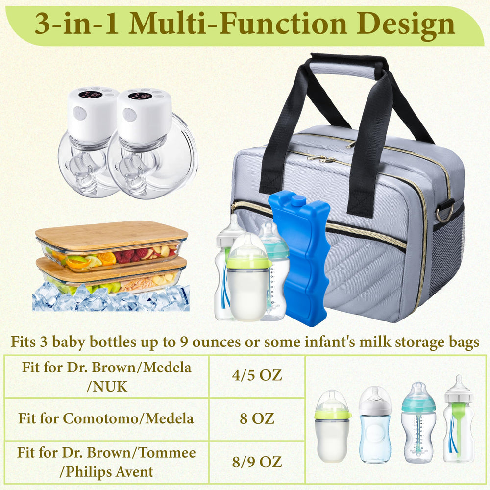 GDNasist cooler bag with blue ice pack keeps bottles cold during travels.