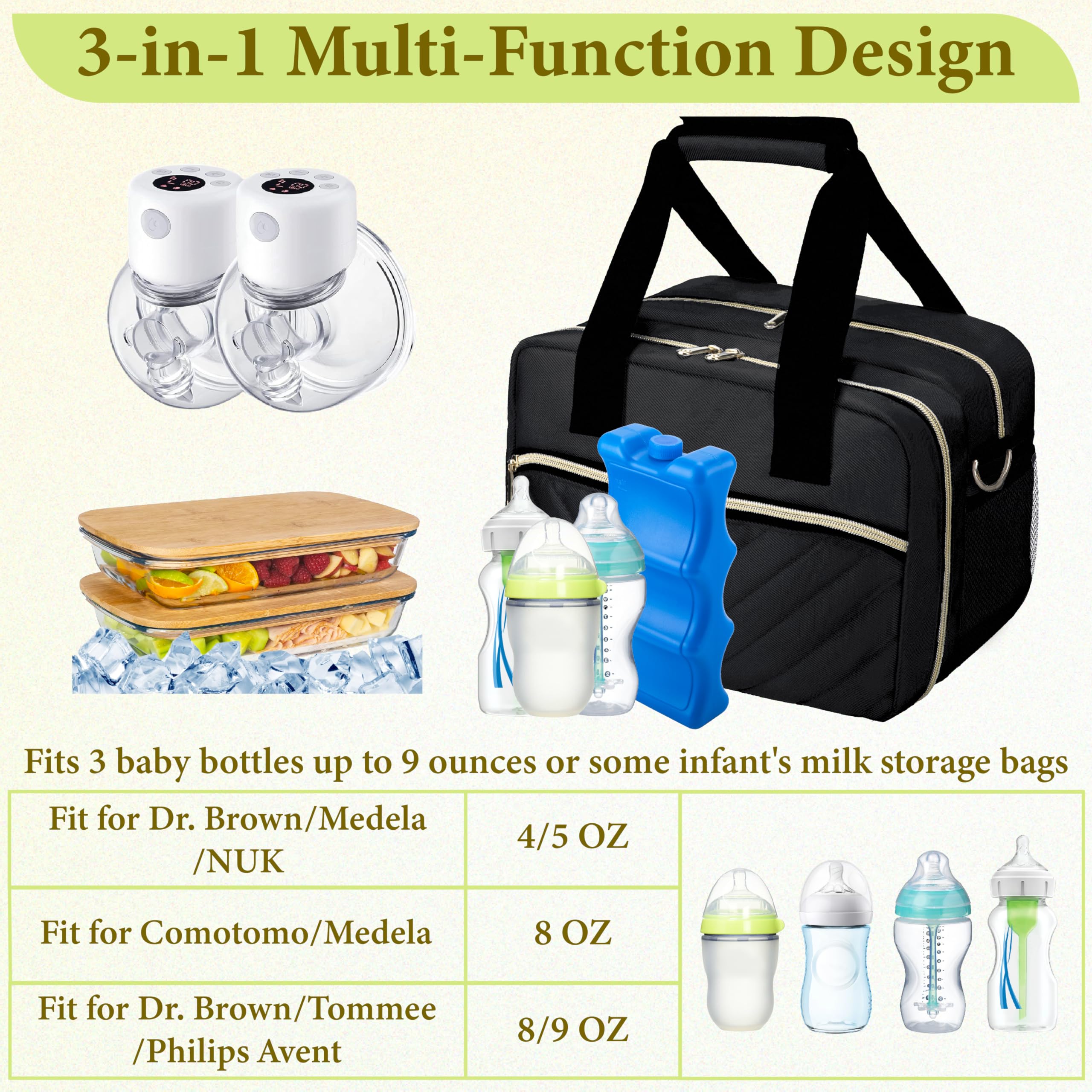 GDNasist breastmilk cooler bag insulated compartment preserves temperature during outings.