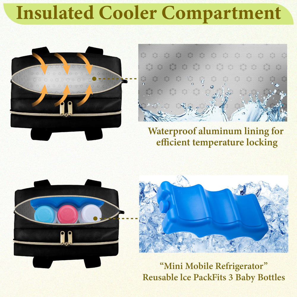GDNasist breastmilk cooler bag side pockets store accessories for on-the-go moms.