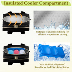 GDNasist breastmilk cooler bag side pockets store accessories for on-the-go moms.
