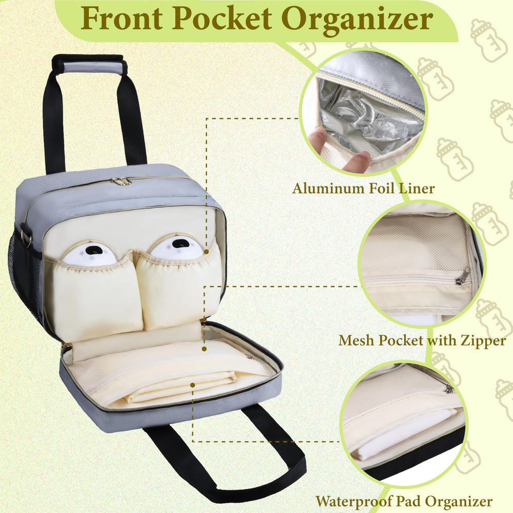 GDNasist bag features multiple pockets and wipe-clean aluminum liner for easy maintenance.