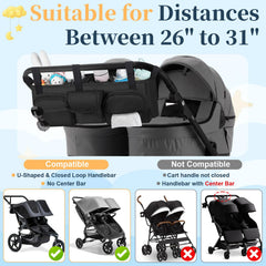 GDNasist double-stroller-organizer on Baby Jogger City Mini GT2 for easy access.