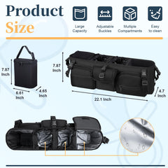 GDNasist double-stroller-organizer on Jeep double stroller demonstrating roomy compartments.