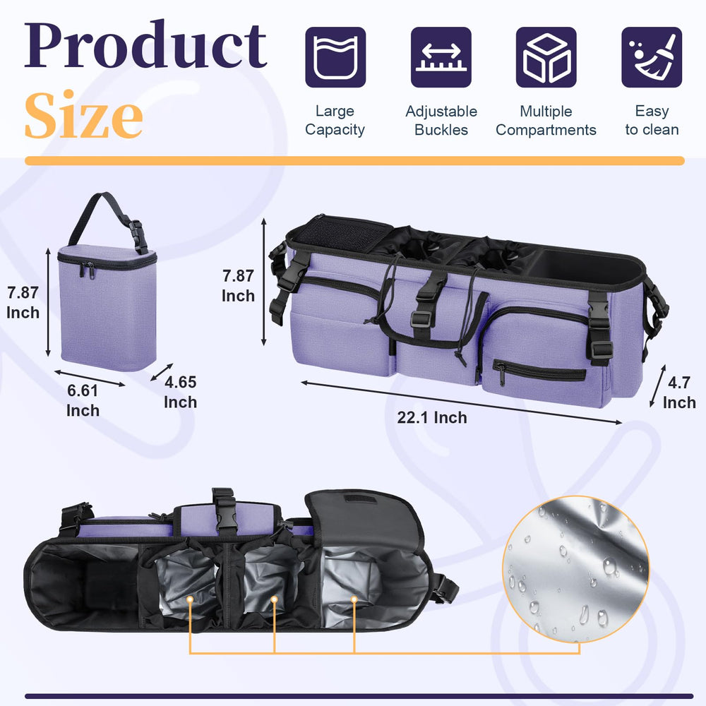 GDNasist purple organizer features sturdy straps to reduce wobble