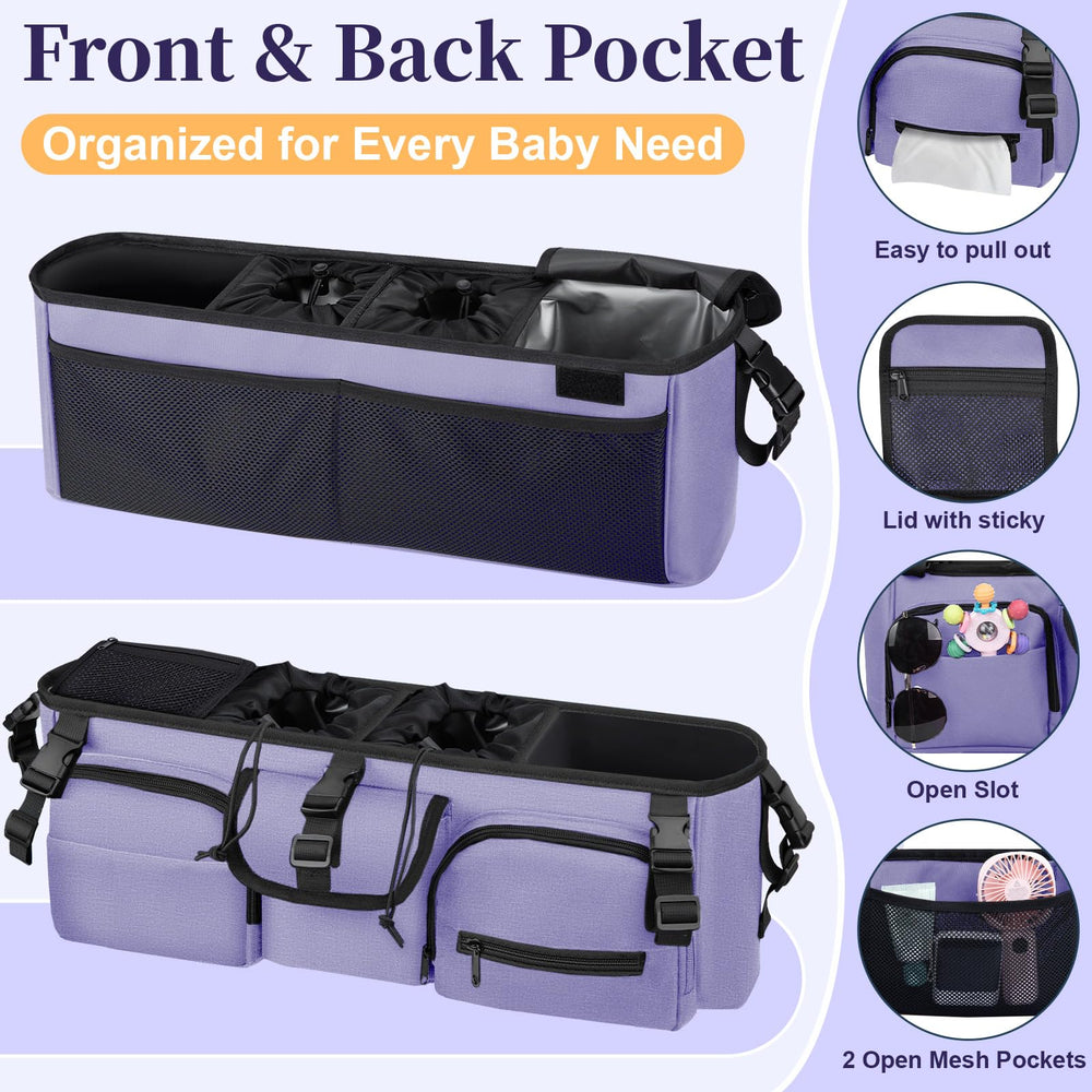 GDNasist purple organizer with PEVA waterproof pockets for wipe-clean care