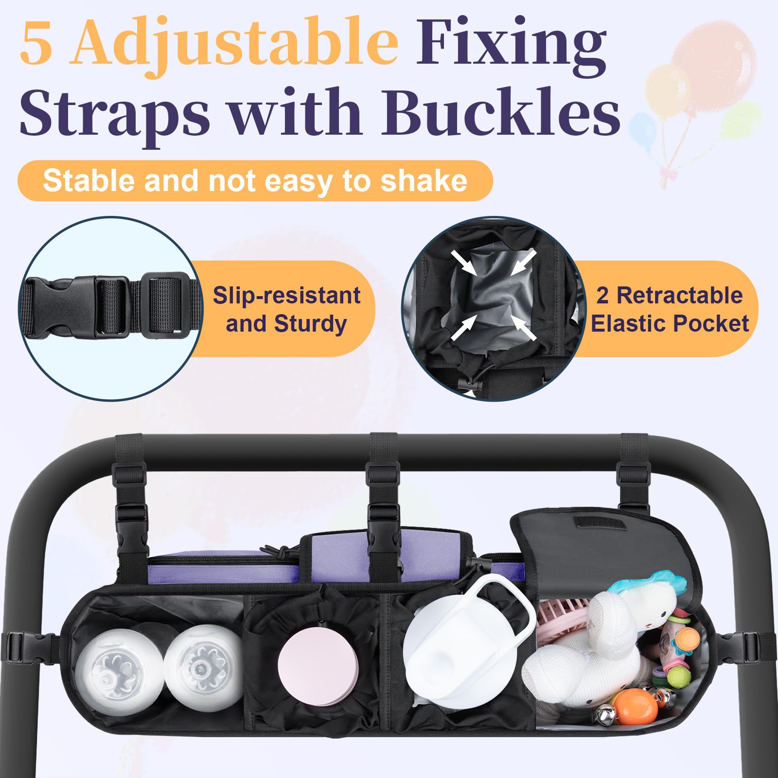 GDNasist purple bottle bag insulates bottles and keeps snacks organized