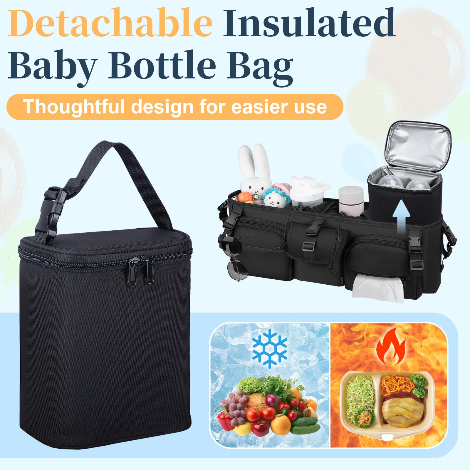 GDNasist stroller caddy cup holders holding drinks securely during jogs.