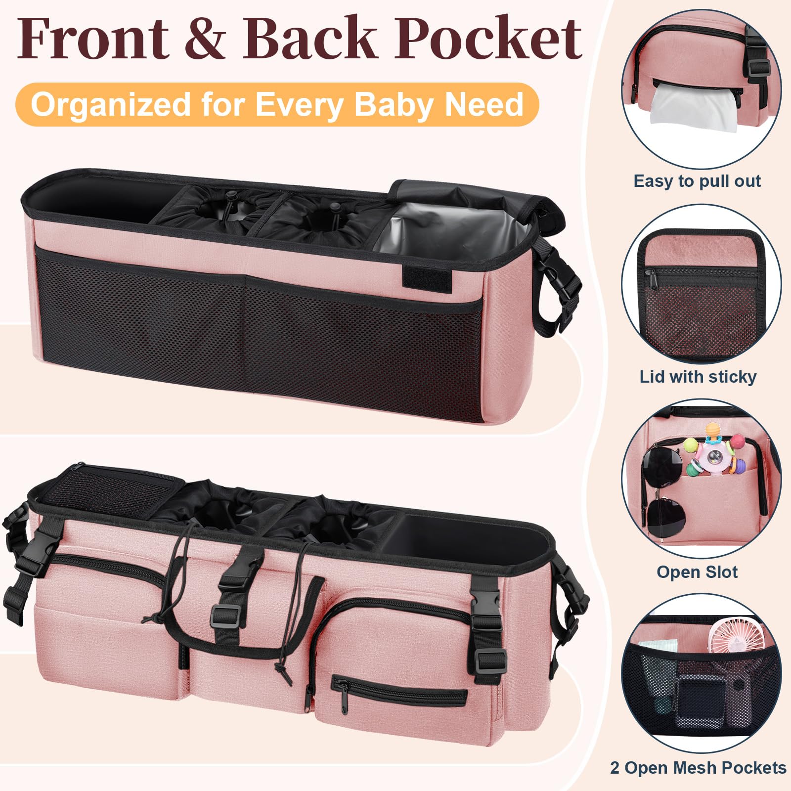GDNasist durable nylon stroller organizer ready for daily use.