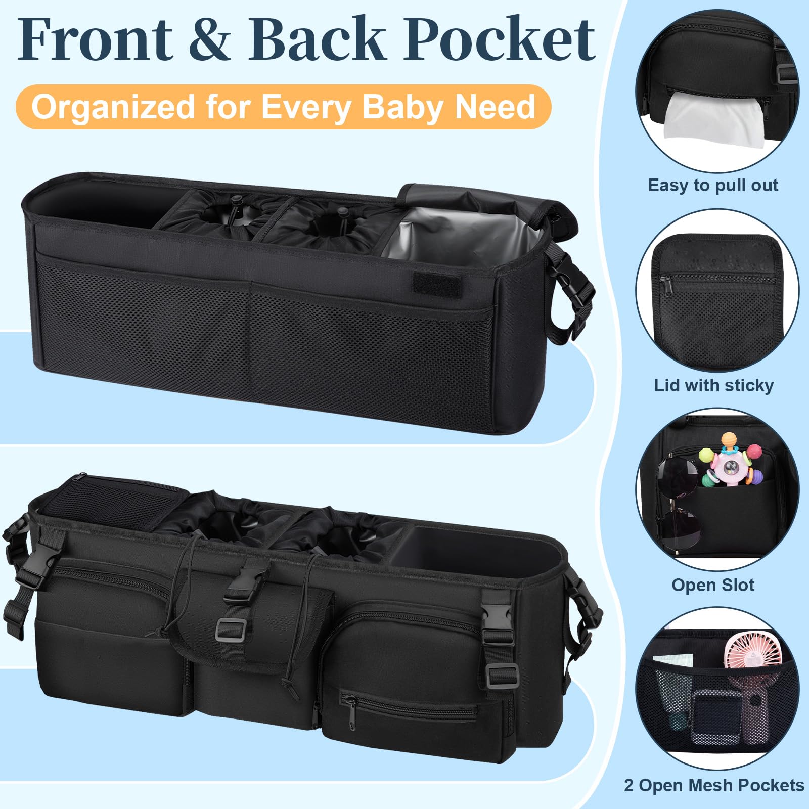GDNasist PEVA-lined pockets protecting snacks from spills.