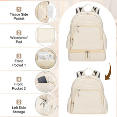 GDNasist top carry handle on beige backpack for easy lifting.