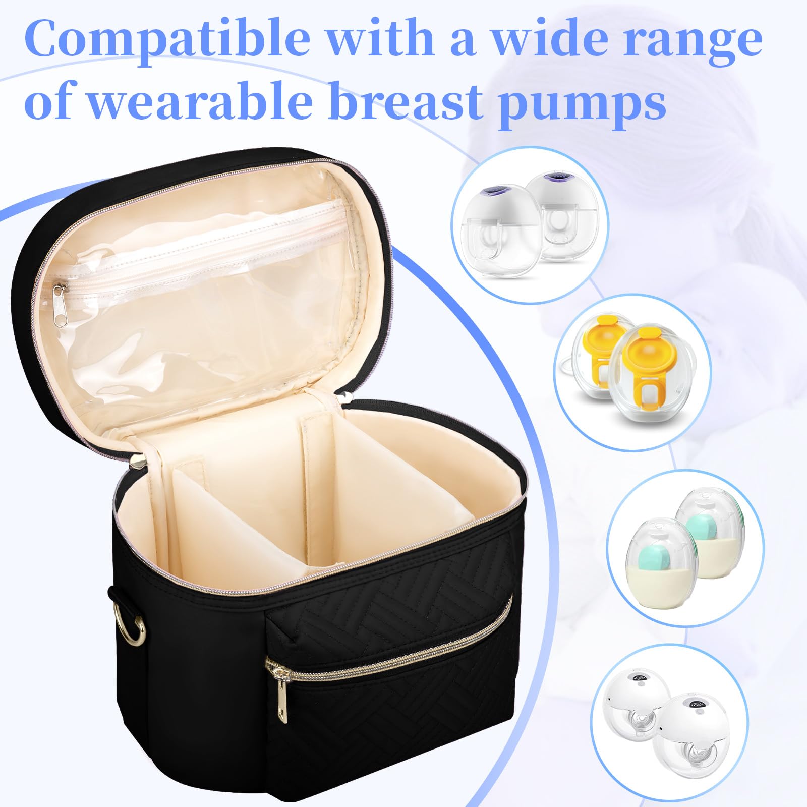 GDNasist bag back pocket stores extra items like milk bags and wipes.