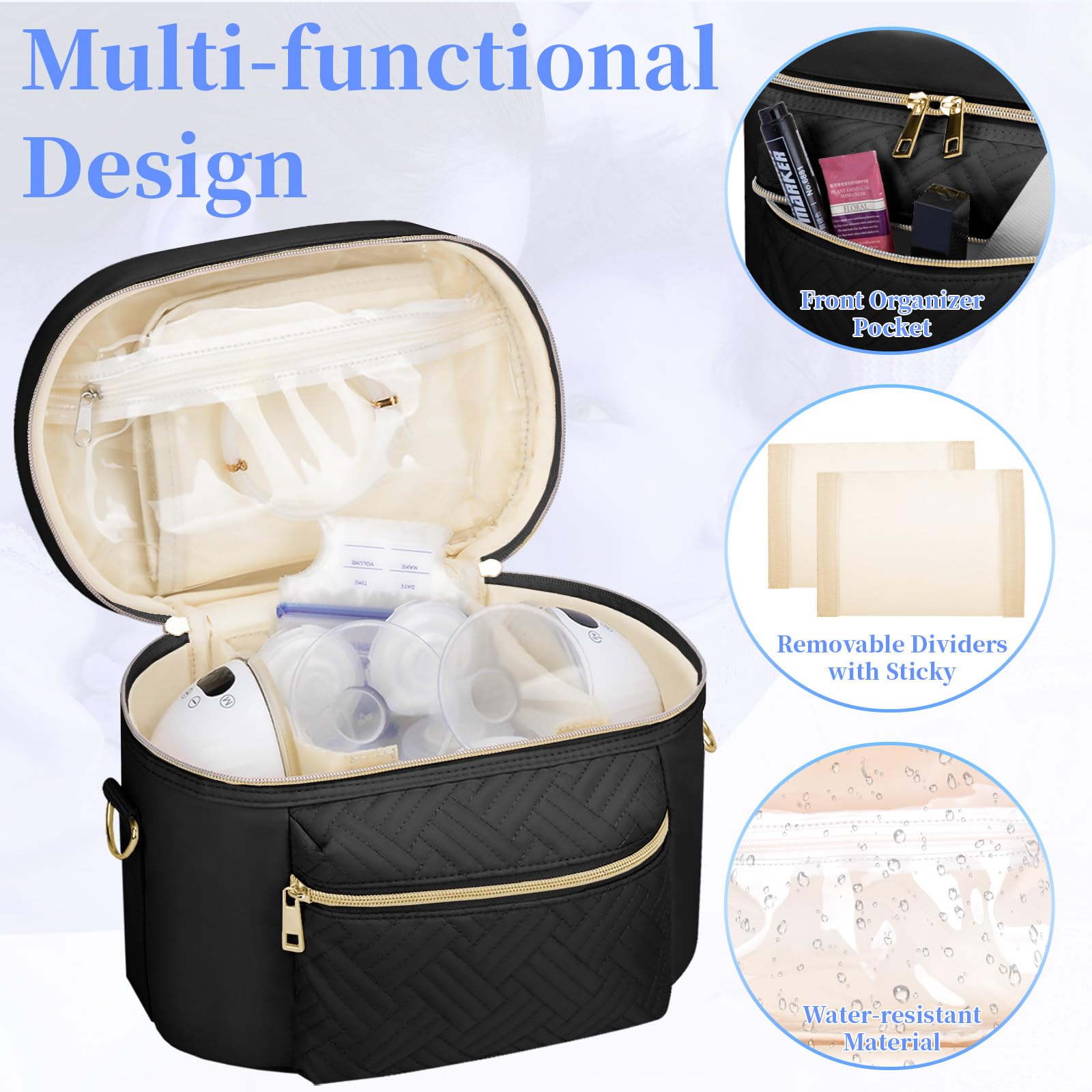 GDNasist wearable bag interior reveals organized compartments for pumps and accessories.