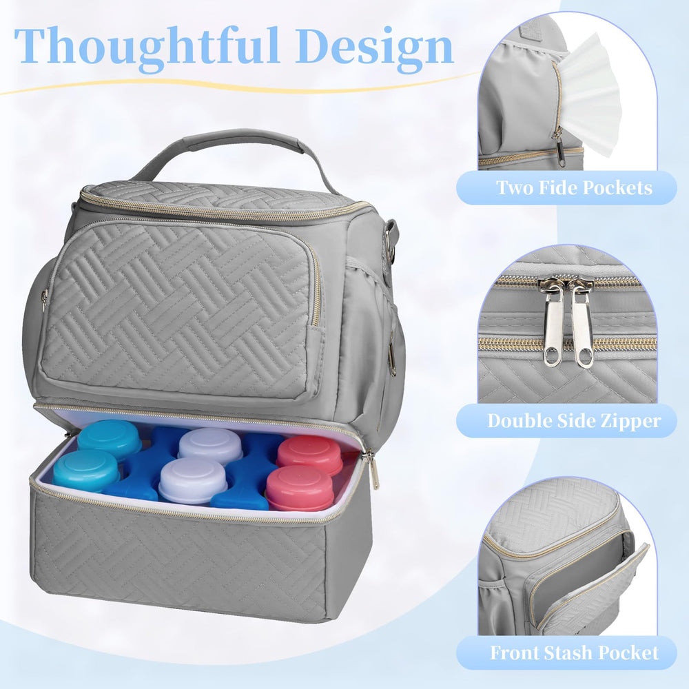 GDNasist main compartment with organized pockets stores pumps and accessories neatly.