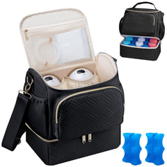 GDNasist wearable pump bag front view for on-the-go pumping with organized storage