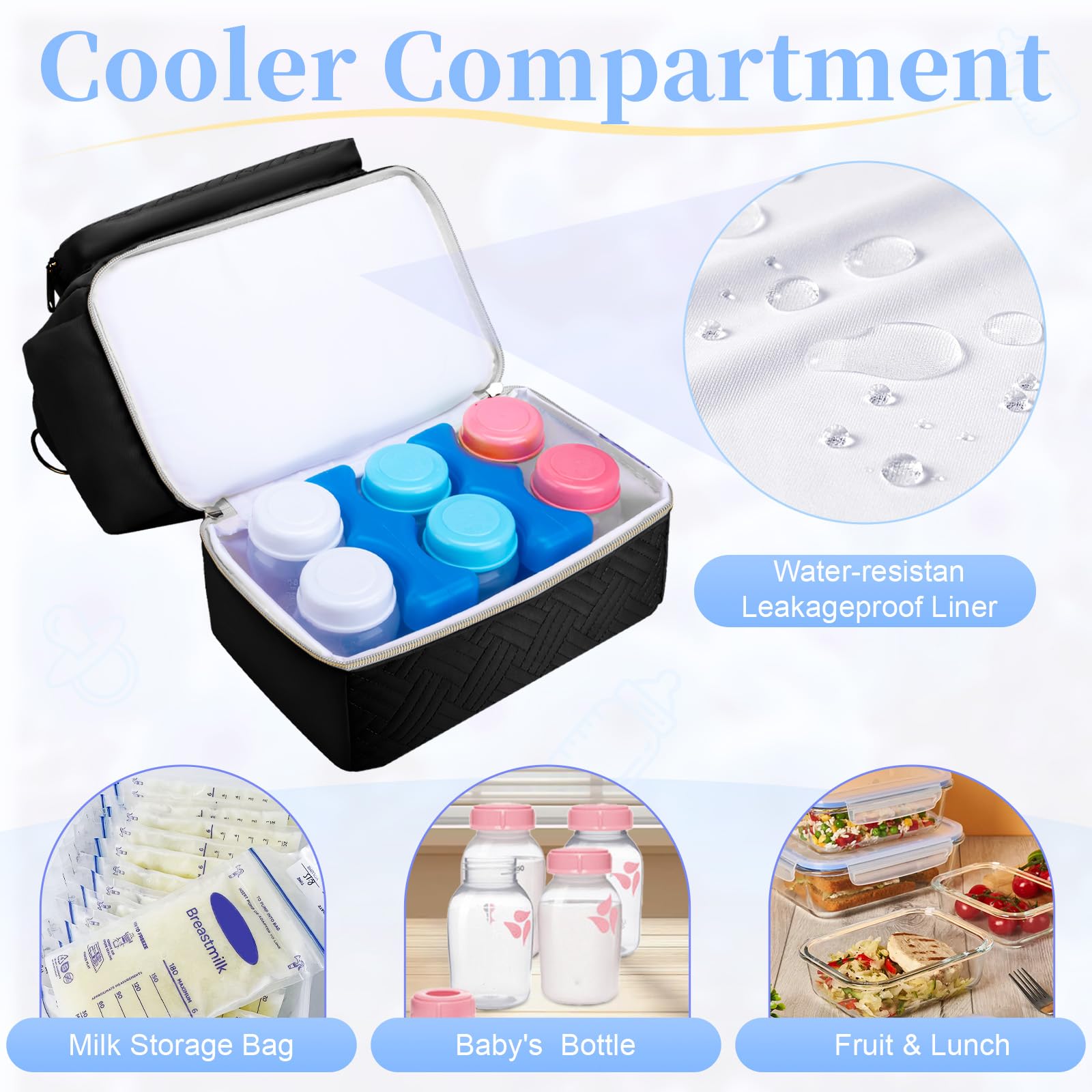 GDNasist wearable pump bag open compartment reveals dual-layer layout for pumps and accessories
