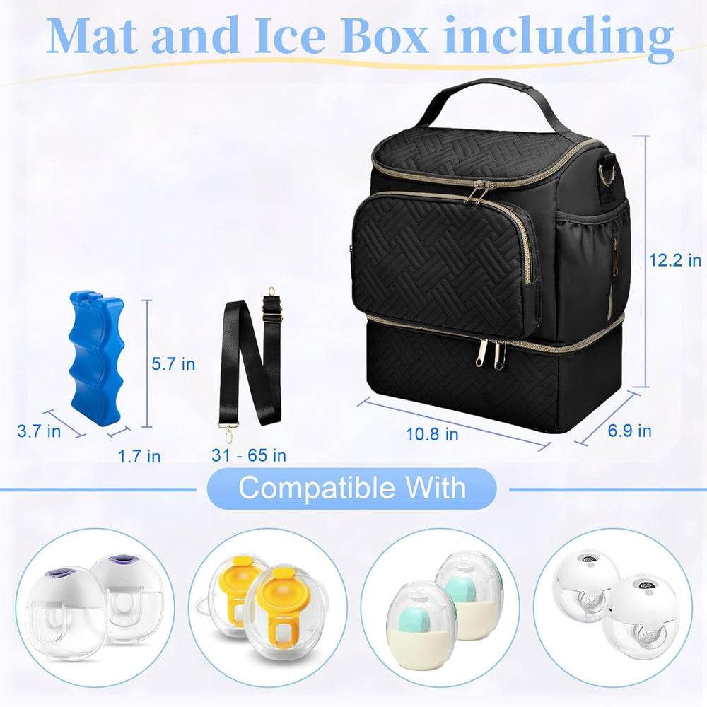 GDNasist wearable pump bag stroller-hang option enabling hands-free transport