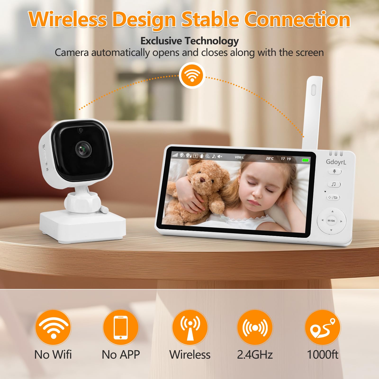 Gdoyrl 5-inch 1080P IPS screen provides crisp, glare-free monitoring.
