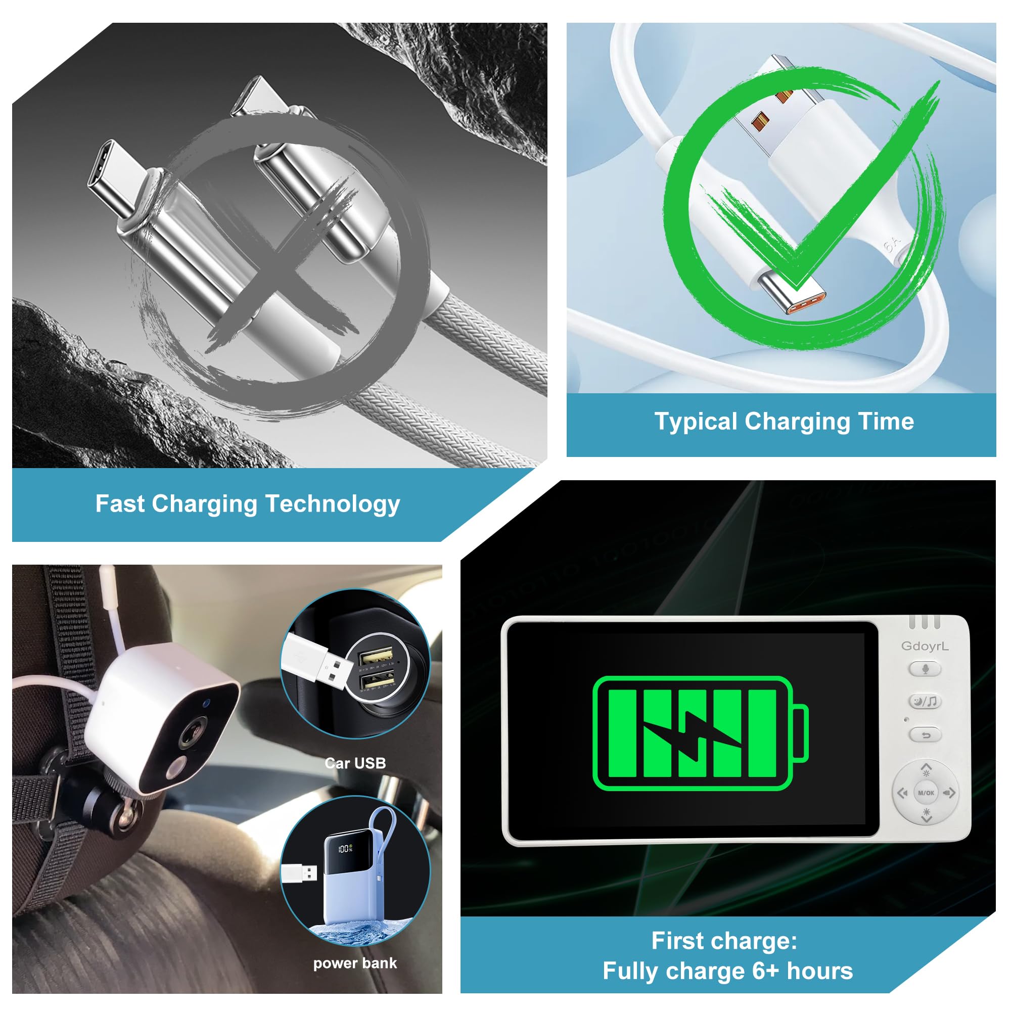 GdoyrL baby car camera 360° rotation provides full backseat view for multiple children.